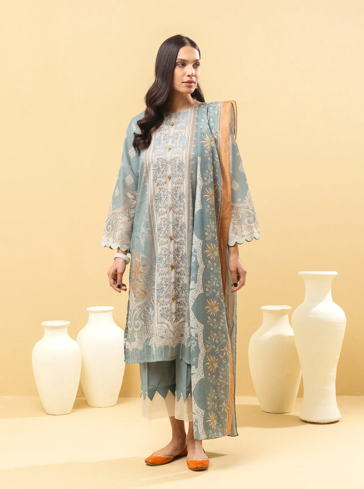 3 PIECE - EMBROIDERED LAWN SUIT - DELICATE DECO
