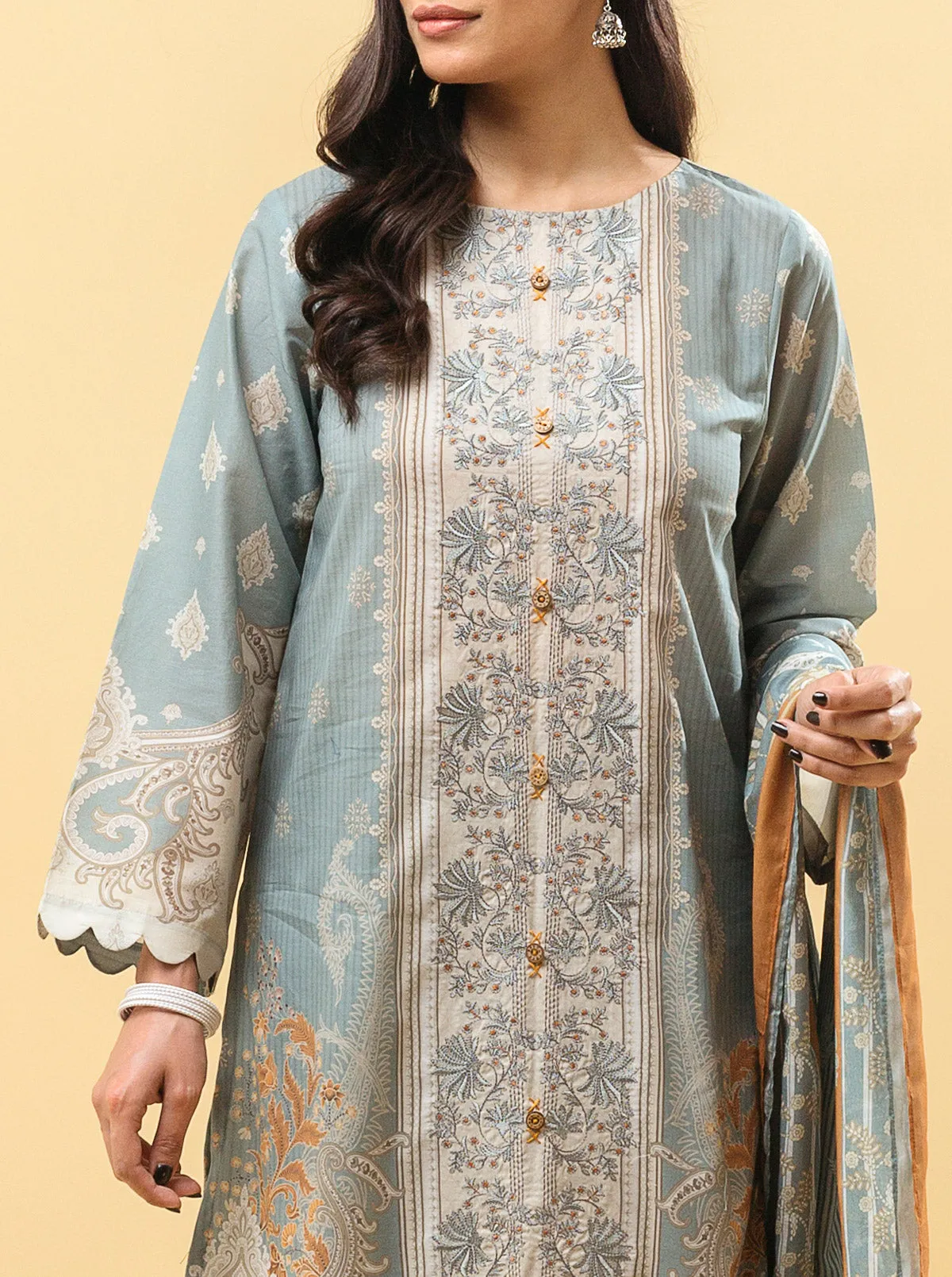 3 PIECE - EMBROIDERED LAWN SUIT - DELICATE DECO