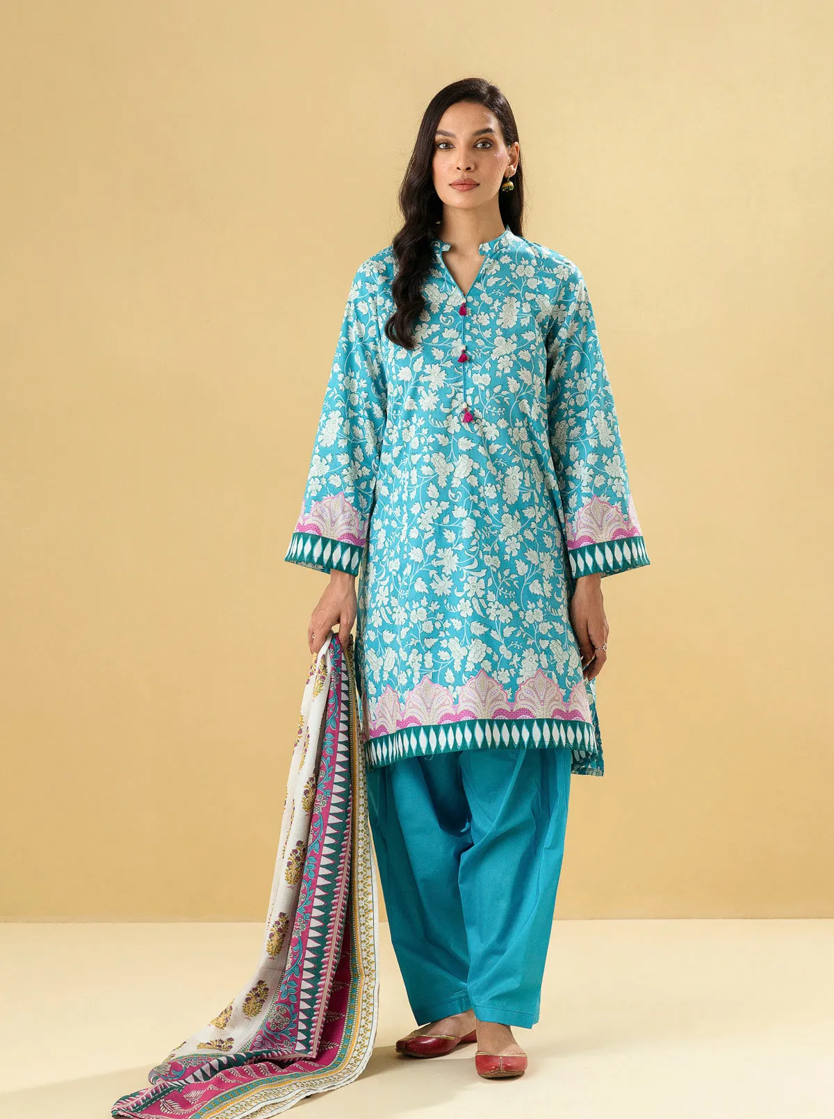 3 PIECE - PRINTED LAWN SUIT - DELICATE FLORA