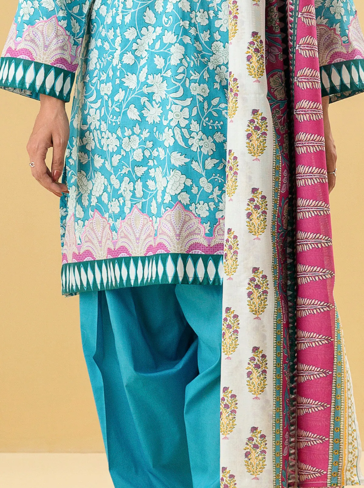 3 PIECE - PRINTED LAWN SUIT - DELICATE FLORA