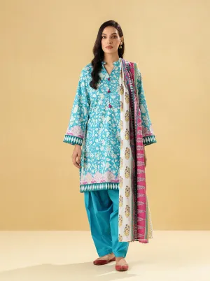 3 PIECE - PRINTED LAWN SUIT - DELICATE FLORA