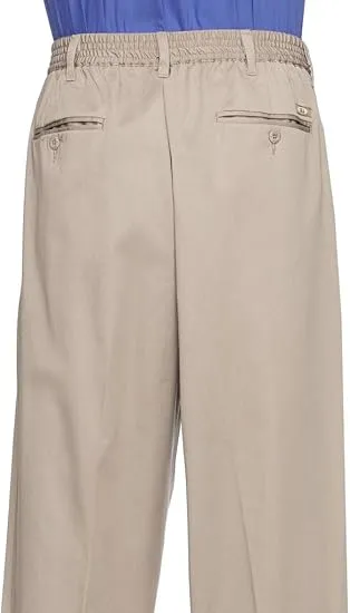 AKA Half Elastic Wrinkle Free Flat Front Men's Slacks – Relaxed Fit Twill Casual Pant - Spruce