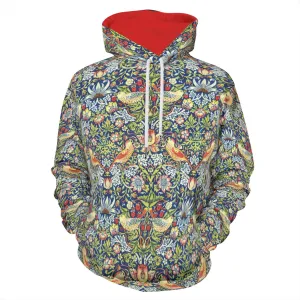 Art Nouveau Heavyweight Cotton Hoodie - William Morris 'The Strawberry Thieves'