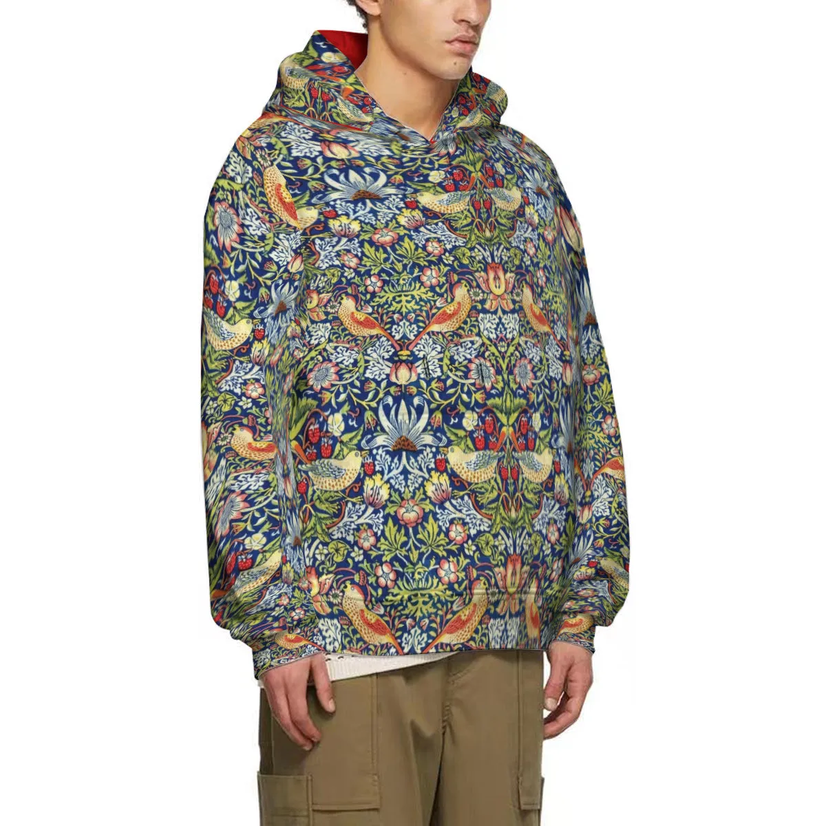 Art Nouveau Heavyweight Cotton Hoodie - William Morris 'The Strawberry Thieves'