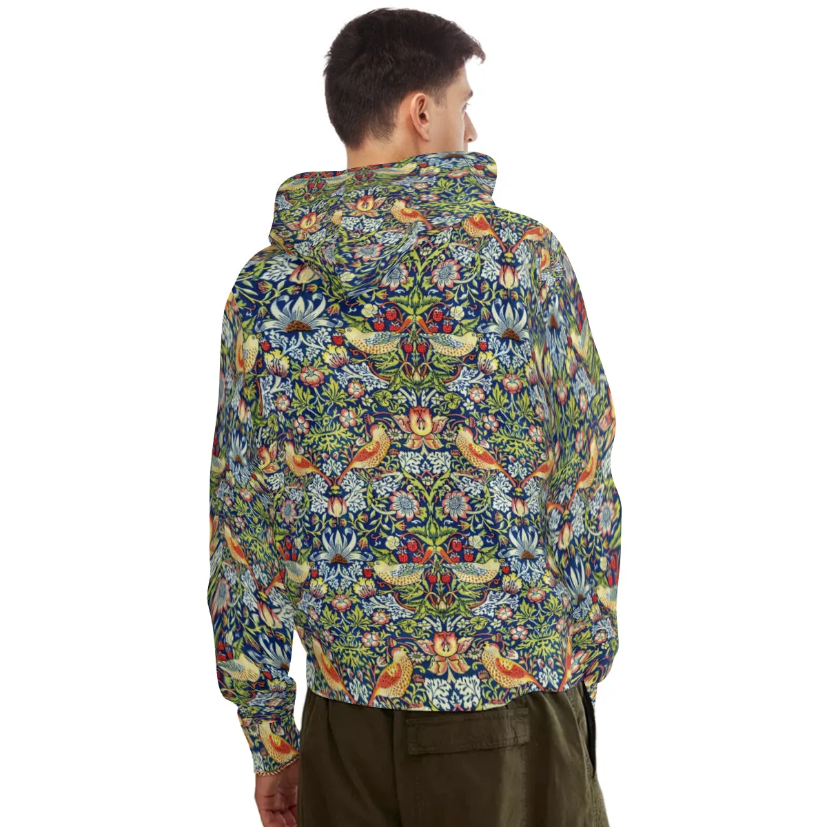 Art Nouveau Heavyweight Cotton Hoodie - William Morris 'The Strawberry Thieves'