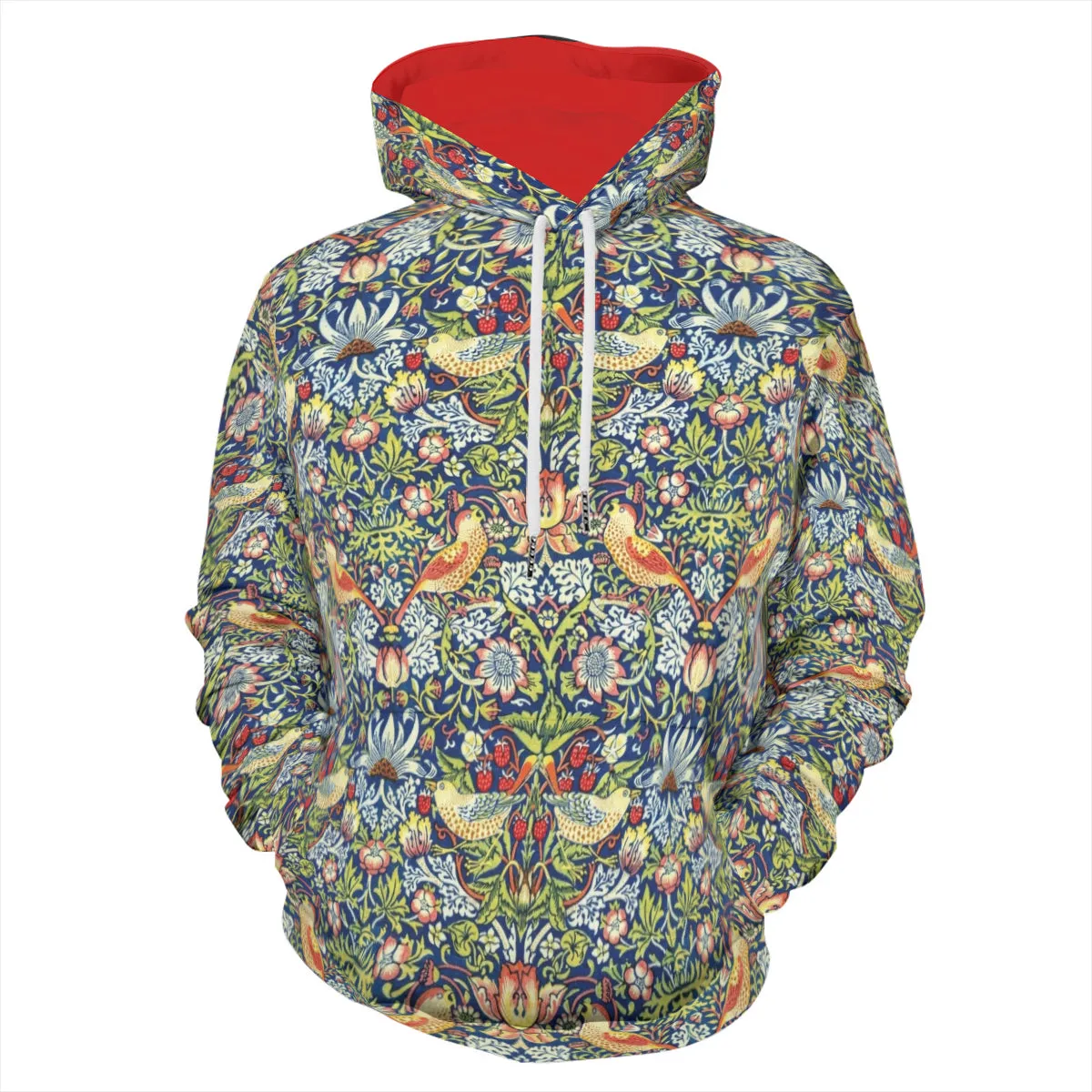 Art Nouveau Heavyweight Cotton Hoodie - William Morris 'The Strawberry Thieves'