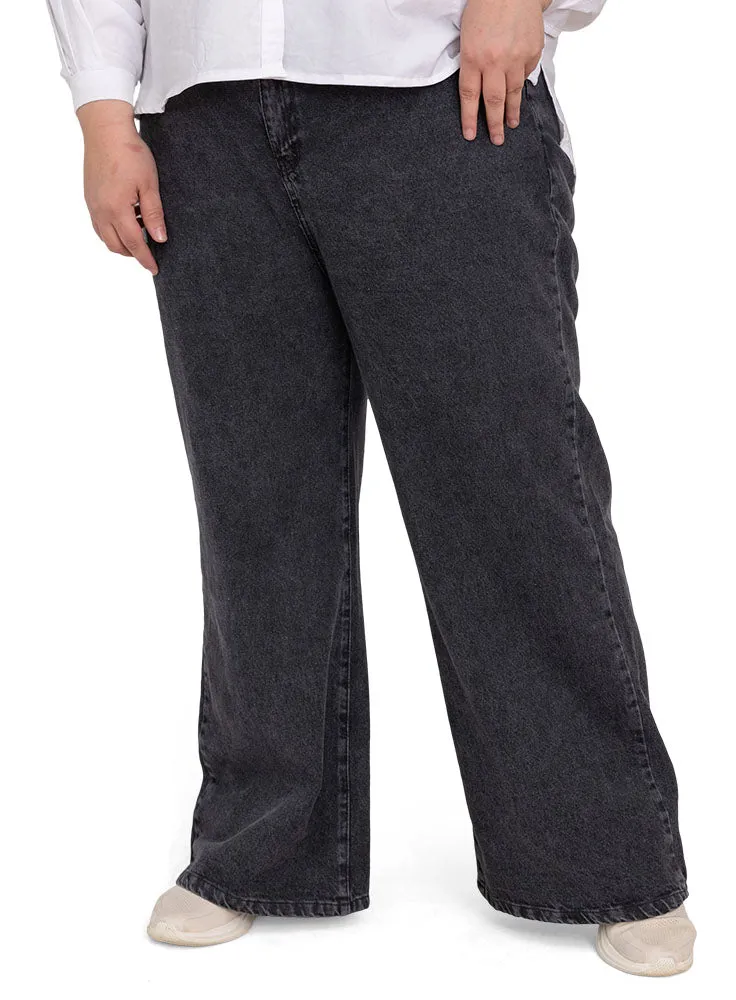 Black 2 Plus Size-Wide Jeans