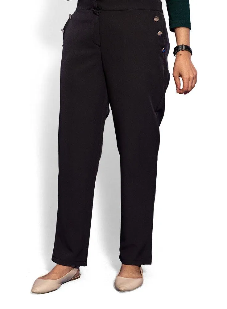 Black Button Classic Pant