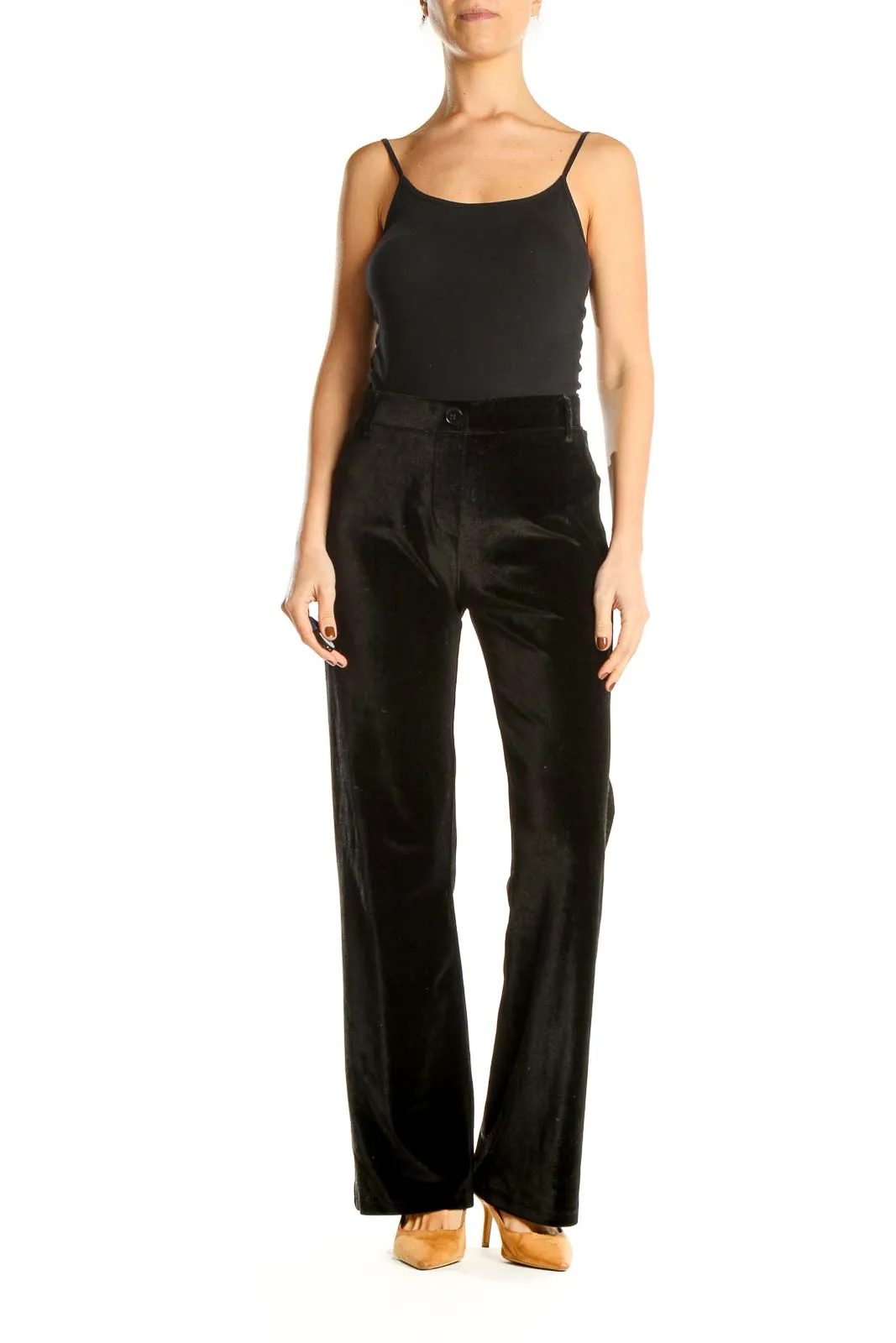 Black Velour Classic Trousers