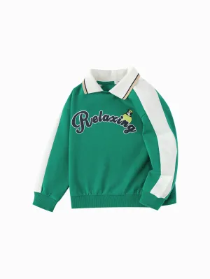 Boy Trend Scenarios Green Hue Letter Hoody