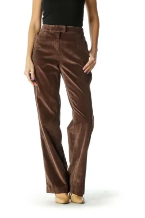 Brown Solid Classic Trouser