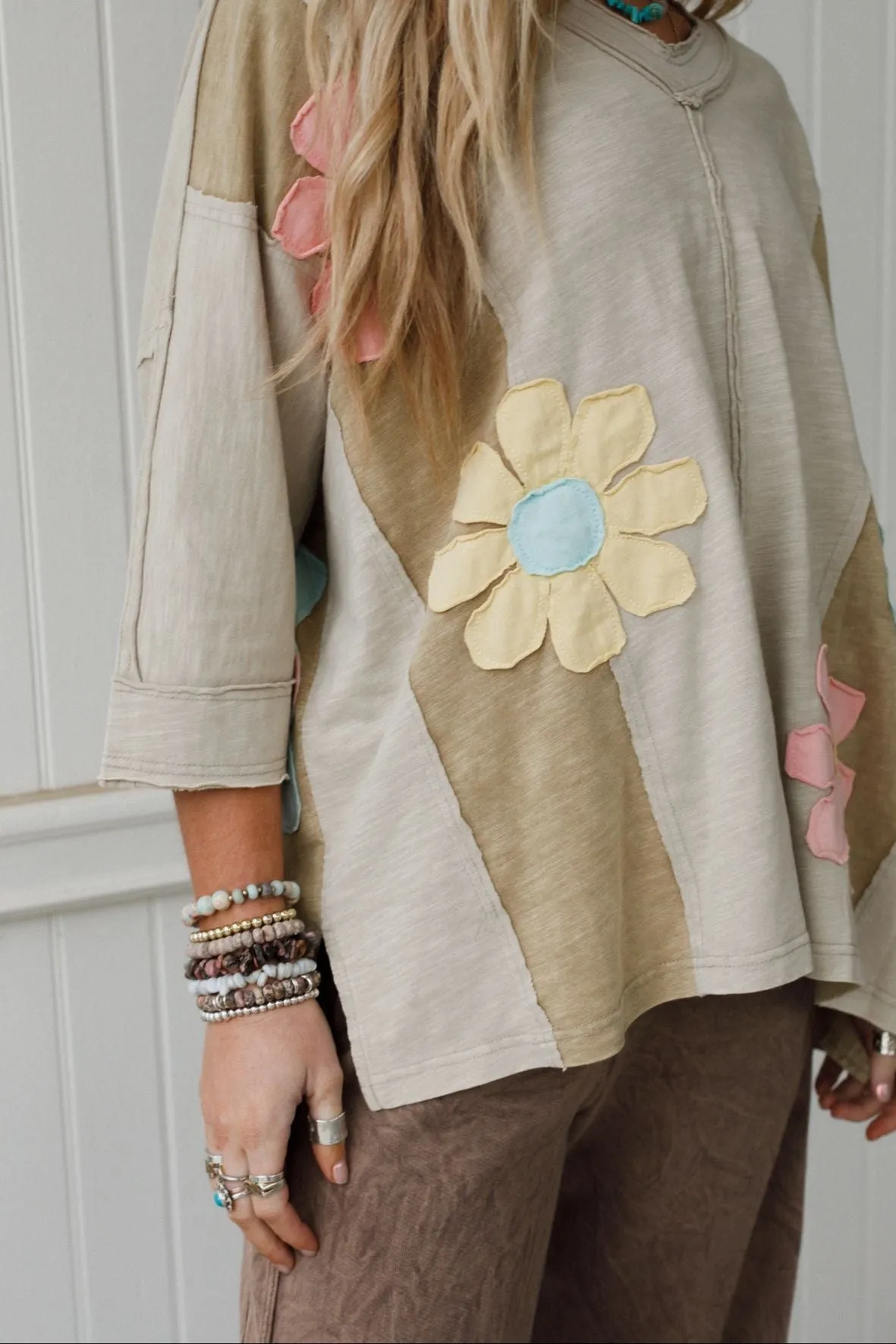 Chasing Bliss Flower Patch Top - Olive