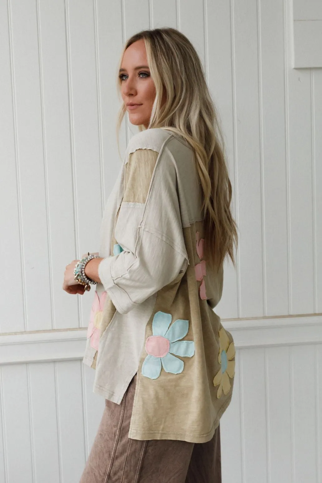 Chasing Bliss Flower Patch Top - Olive