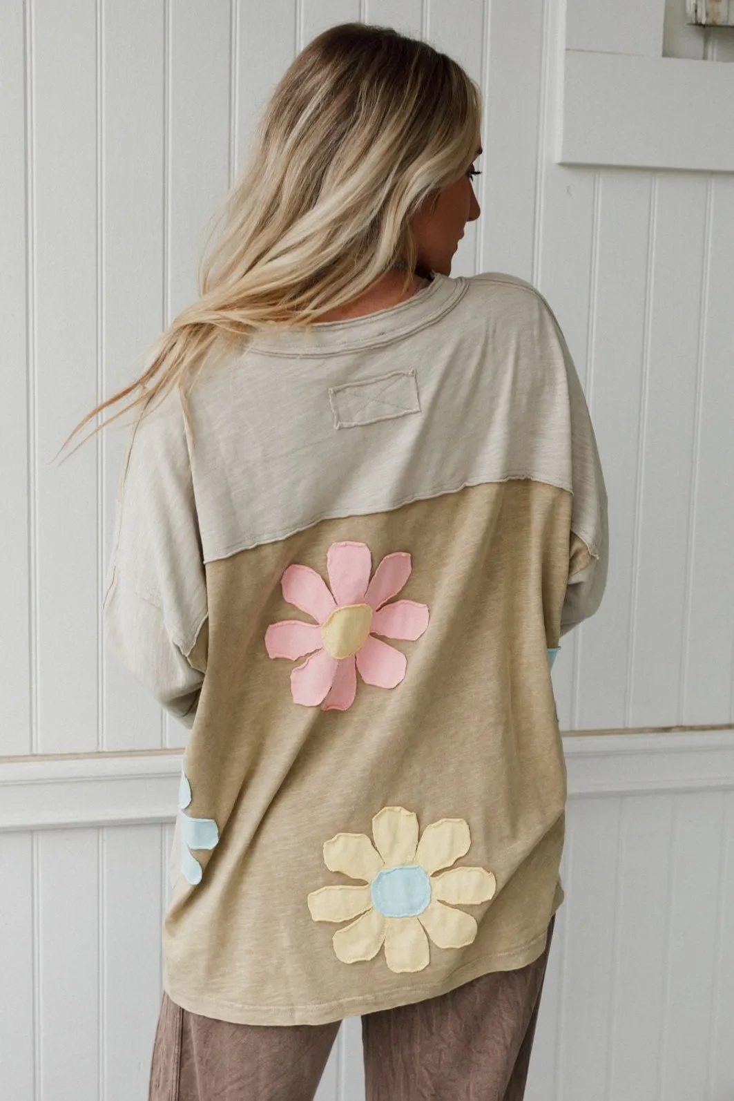 Chasing Bliss Flower Patch Top - Olive