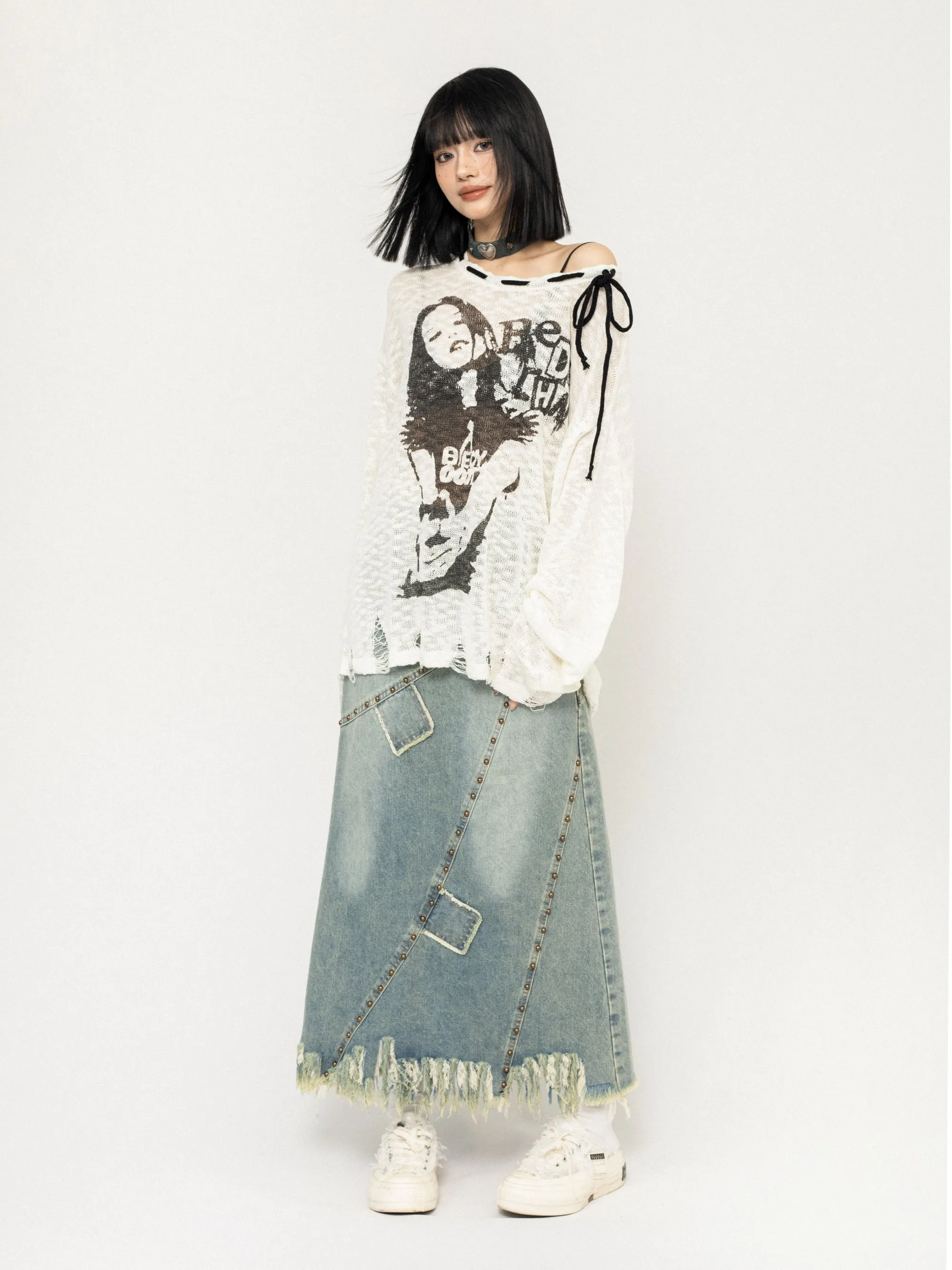 Cool Design Cut-Out Knit Top