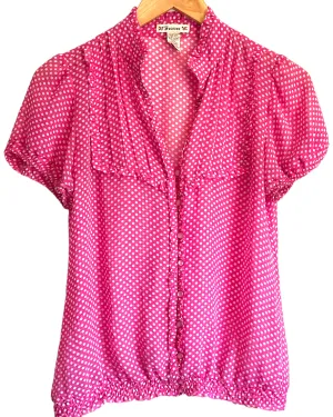 Cool Summer Dot Print Pleated Ruffle Top