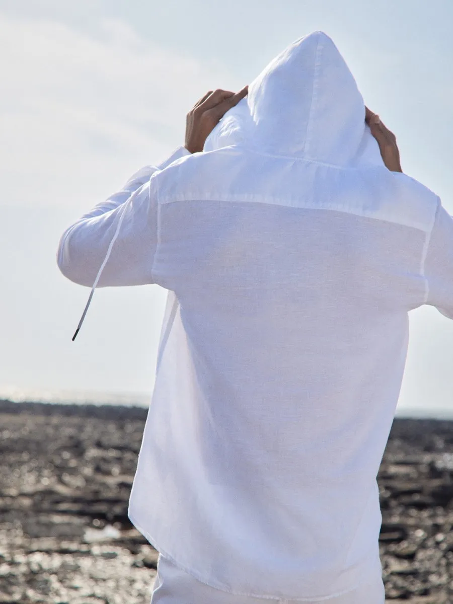 Cotton Linen Hooded Shirt- Cloudie