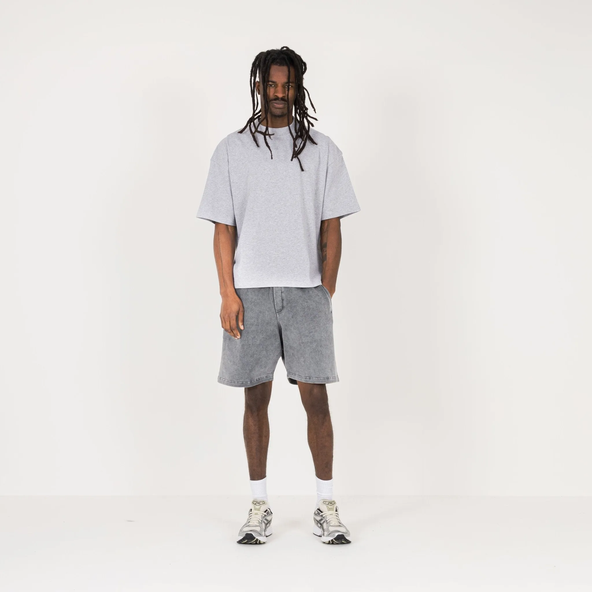 Cropped T-Shirt - Light Marl Grey