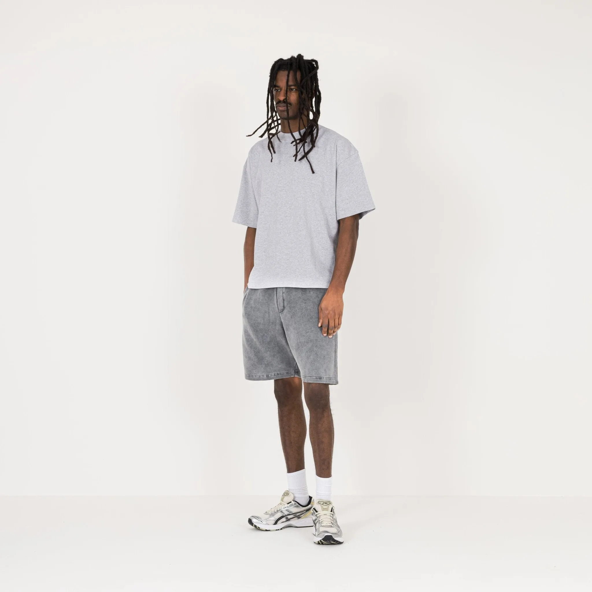 Cropped T-Shirt - Light Marl Grey