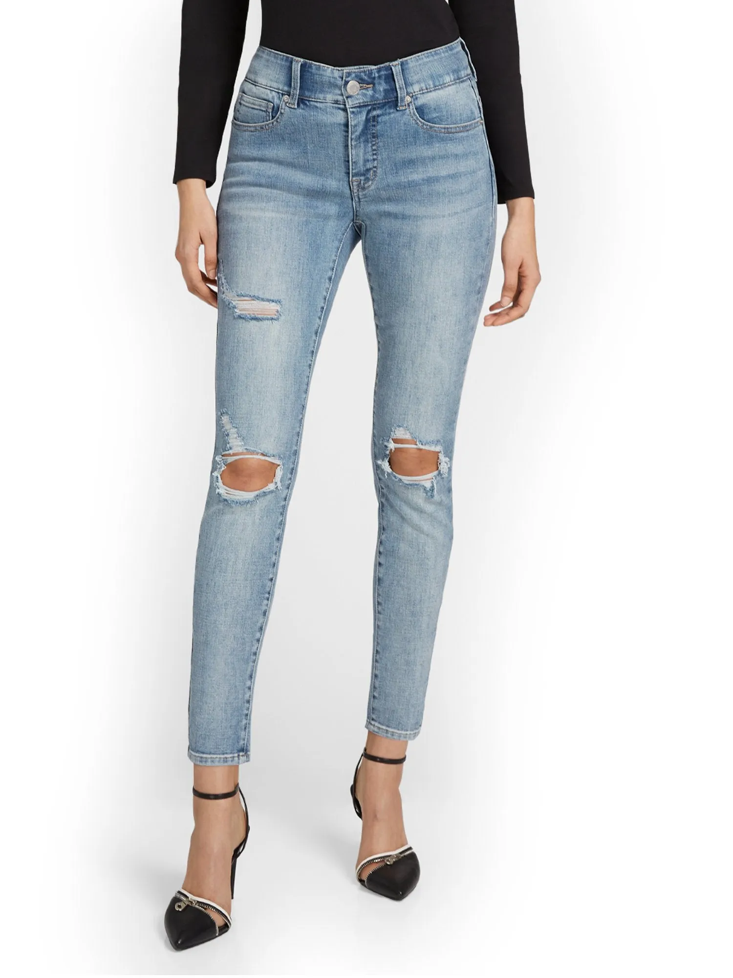 Curvy High-Waisted Super-Skinny Ankle Jeans - Medium Wash