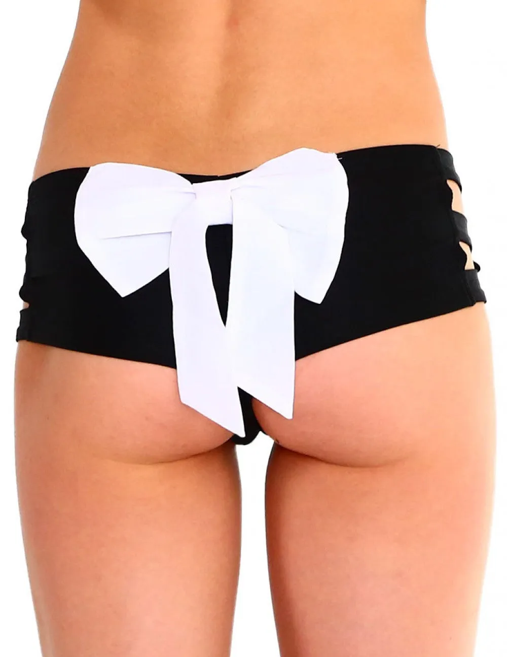 Cut Out Bow Booty Shorts