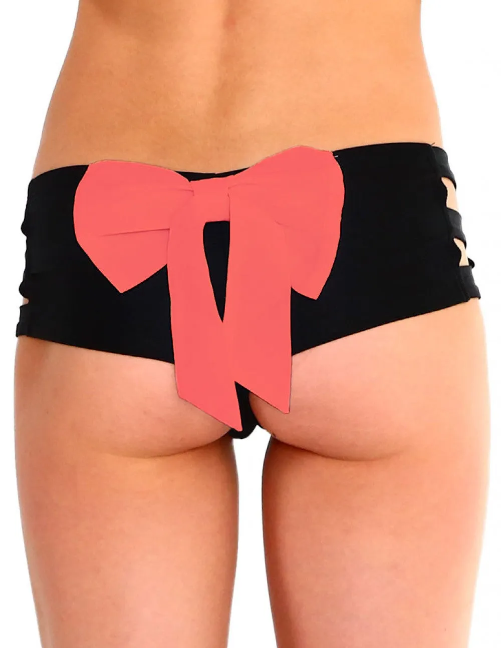 Cut Out Bow Booty Shorts