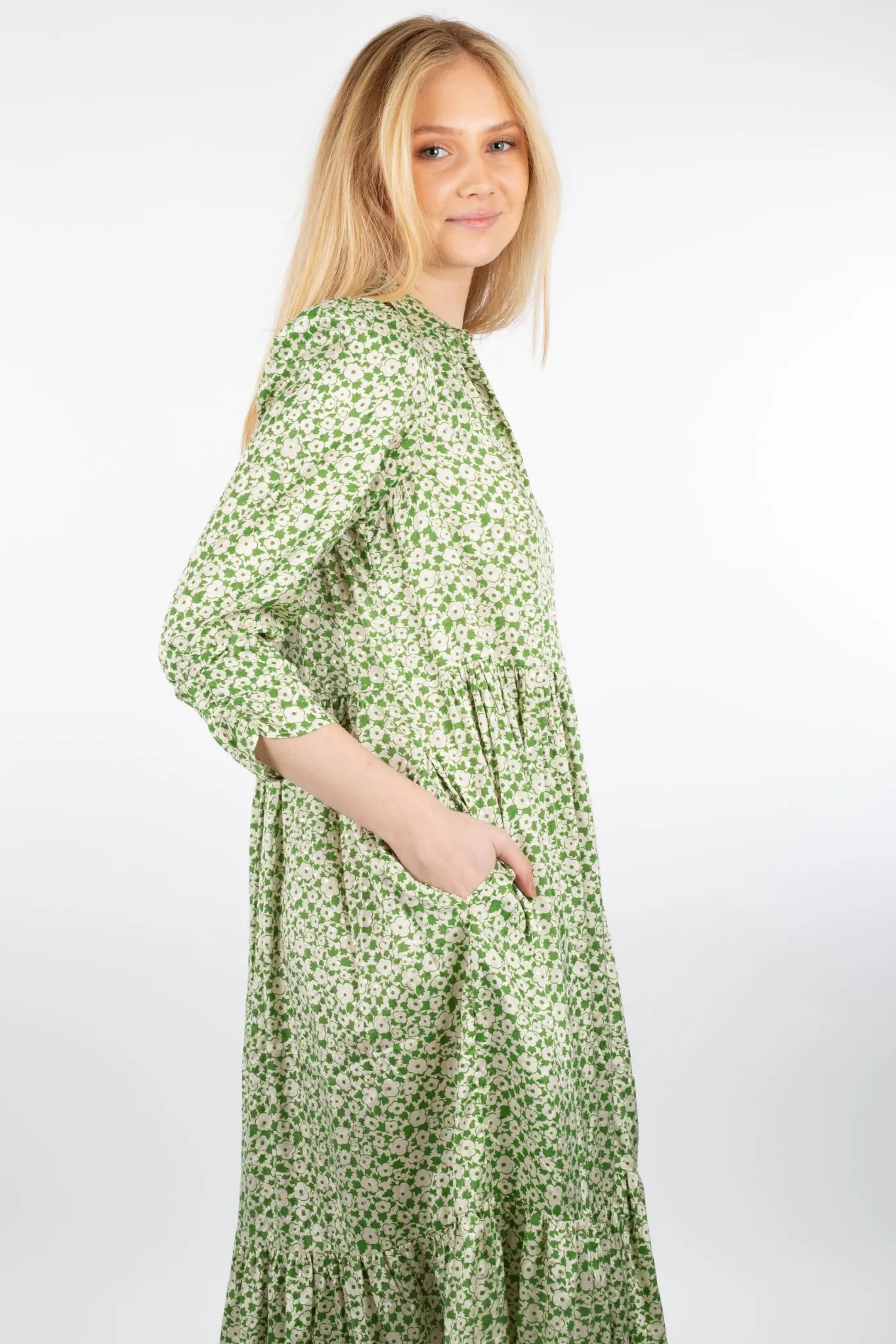 Delicate Shirt Dress - Green Garden