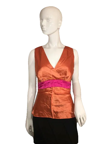 Designers on a Dime 100% Silk Orange Halter Top Size S SKU 000137
