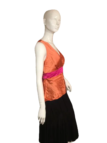 Designers on a Dime 100% Silk Orange Halter Top Size S SKU 000137