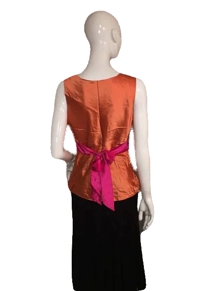 Designers on a Dime 100% Silk Orange Halter Top Size S SKU 000137