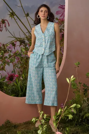 Dual Color Ikkat Waistcoat Co-ord Set