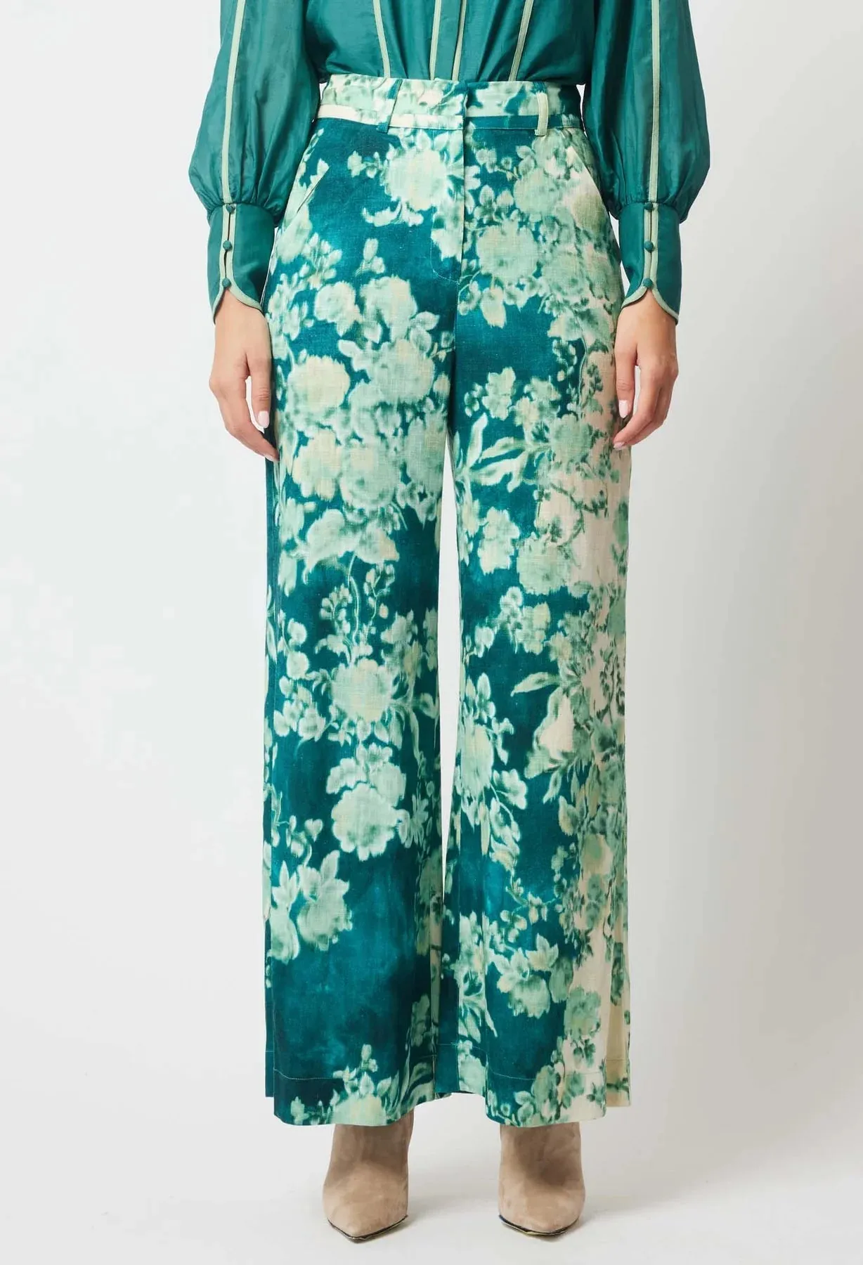 Dynasty Linen Viscose Wide Leg Pant