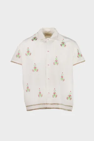 Embroidered Short Sleeve Shirt - Off White