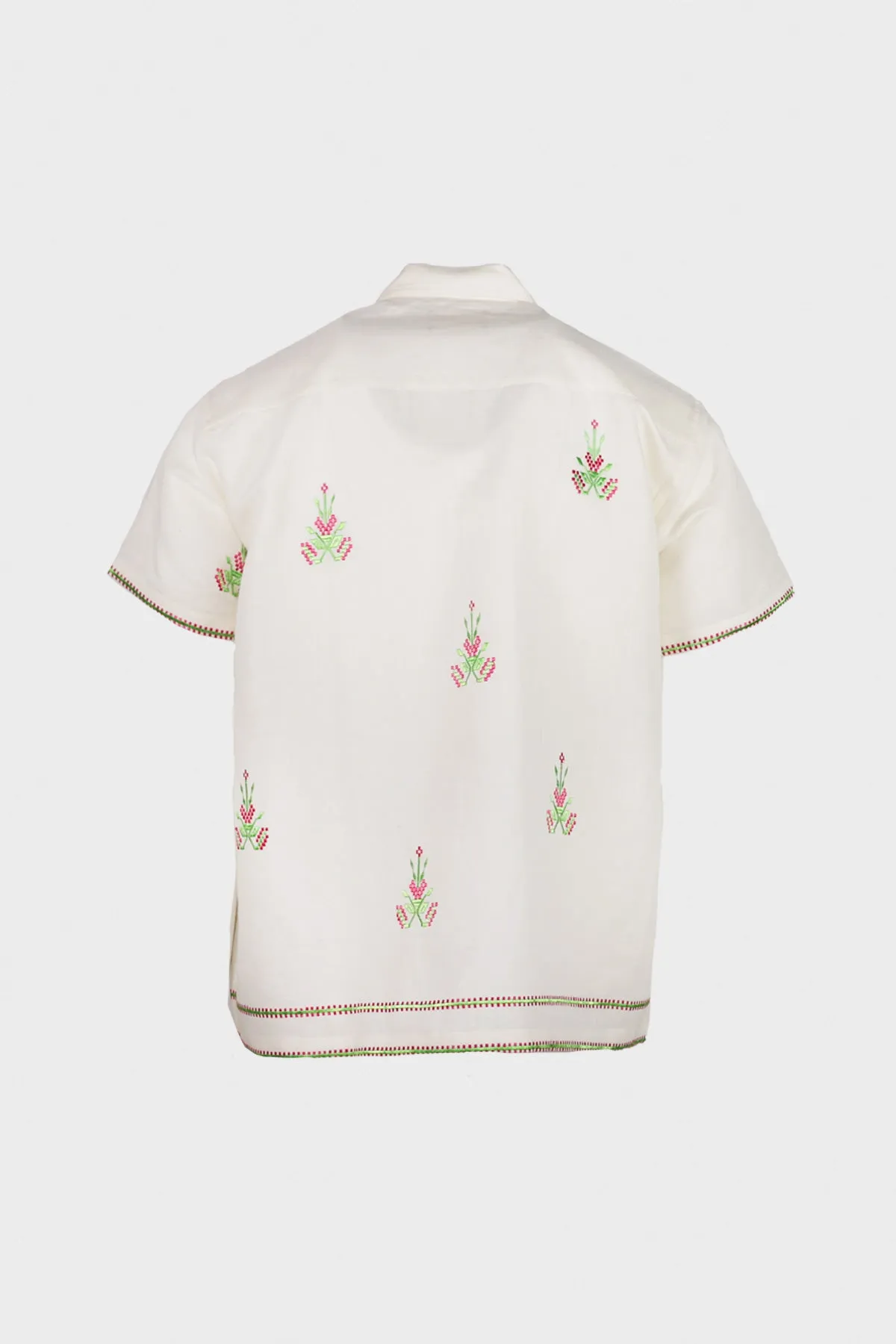 Embroidered Short Sleeve Shirt - Off White