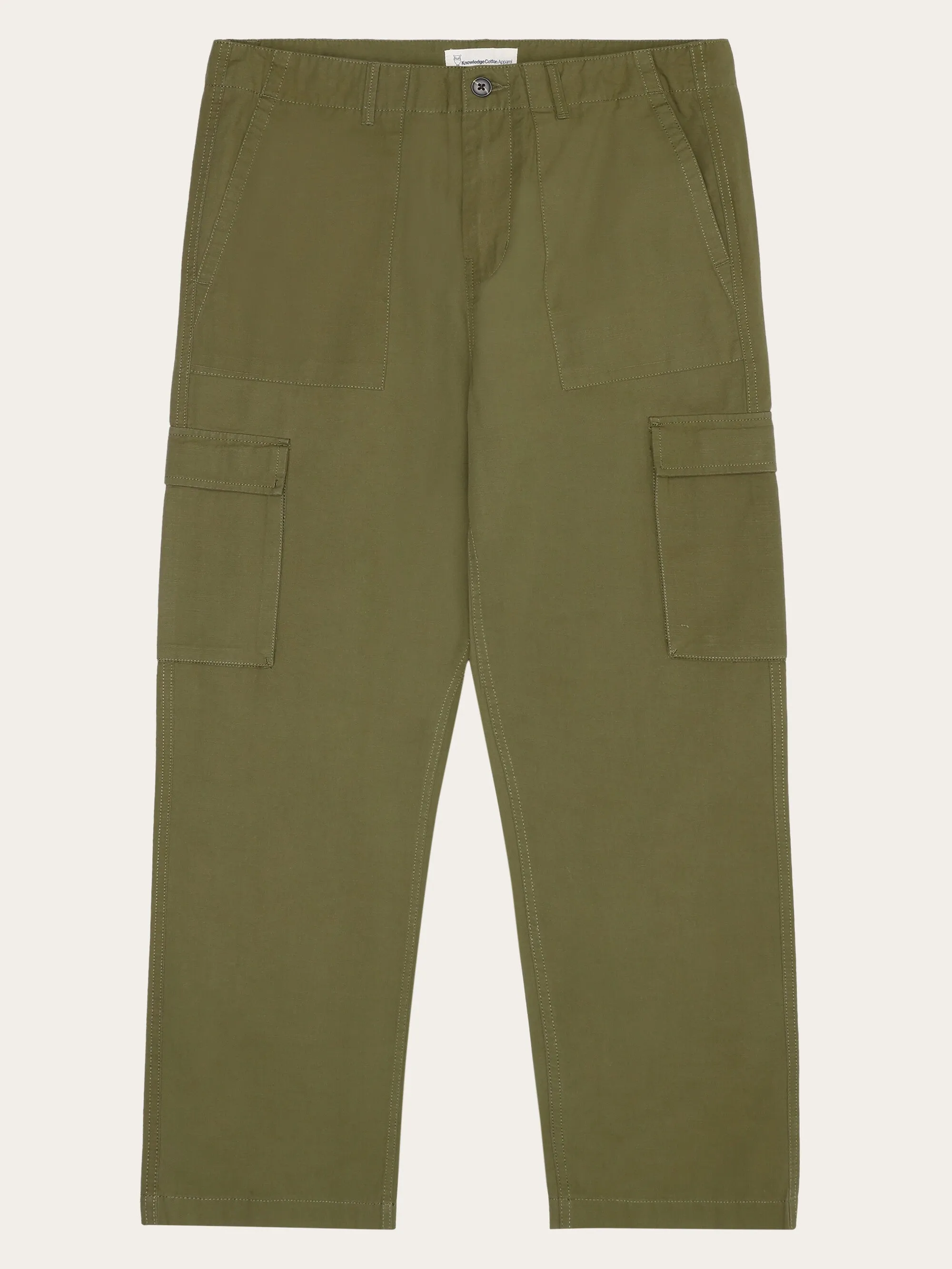 FLINT wide slub yarn pants - GOTS/Vegan - Burned Olive