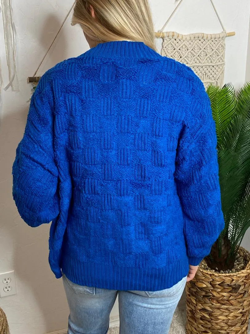 Fluffy Checker Cardigan in 4 Vibrant Colors