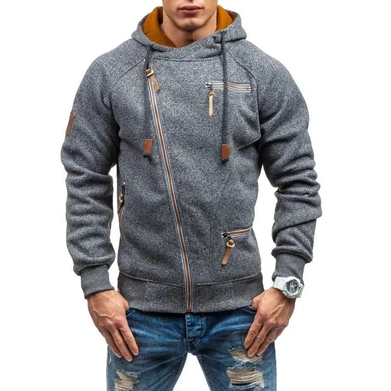 Full Zip Up Hoodie Men's Casual Solid Long Sleeve Mens Hoodies Sweatshirts Zipper Sweatshirt Men Hooded Streetwear B1807