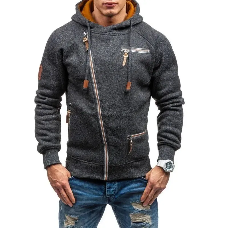 Full Zip Up Hoodie Men's Casual Solid Long Sleeve Mens Hoodies Sweatshirts Zipper Sweatshirt Men Hooded Streetwear B1807