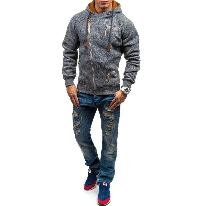 Full Zip Up Hoodie Men's Casual Solid Long Sleeve Mens Hoodies Sweatshirts Zipper Sweatshirt Men Hooded Streetwear B1807