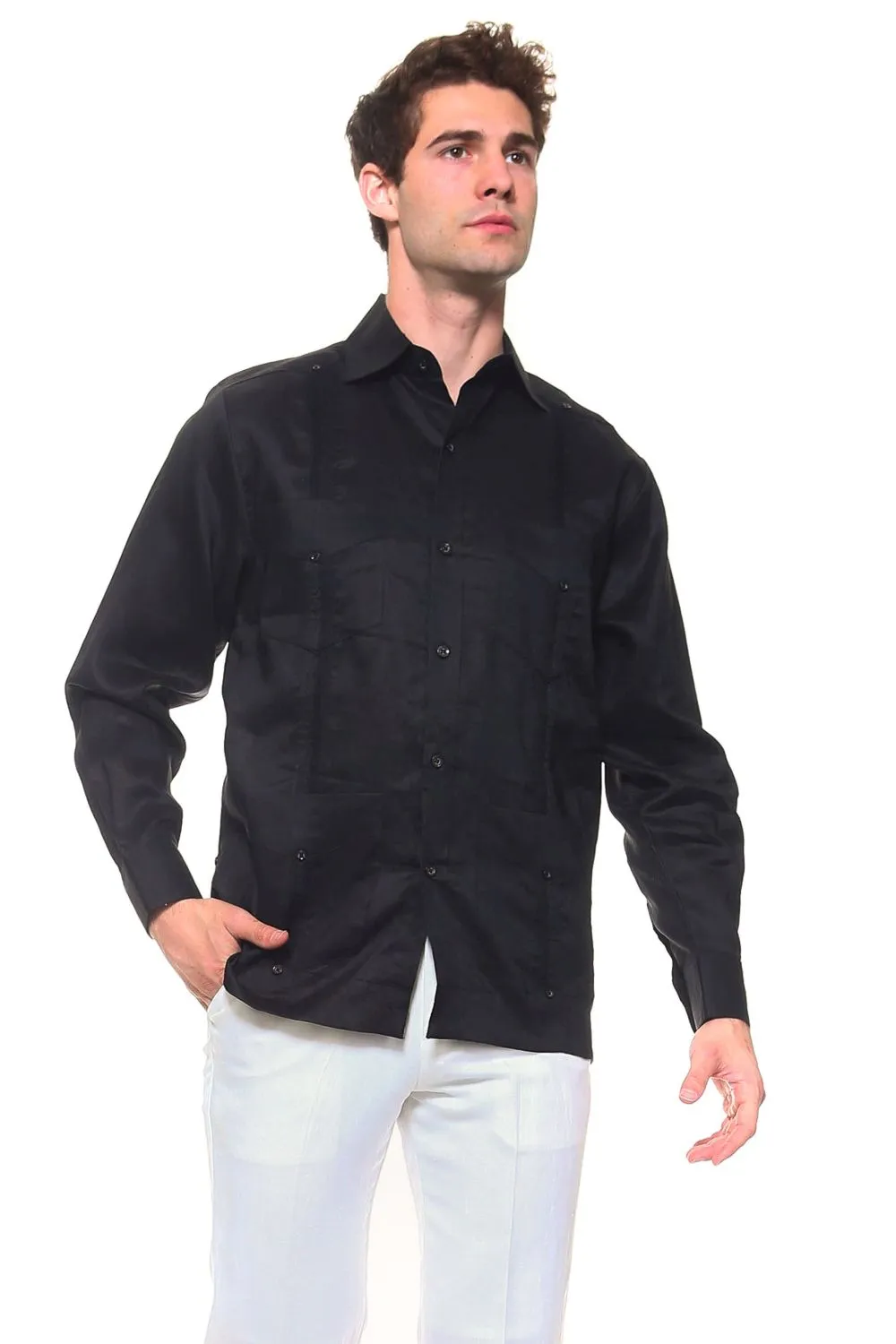Genuine Mojito Signature Premium Collection 100% Irish Linen Classic Guayabera Shirt Long Sleeve