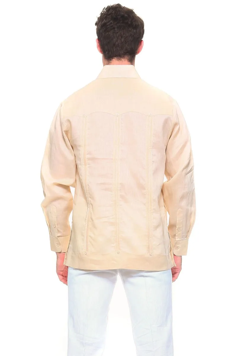 Genuine Mojito Signature Premium Collection 100% Irish Linen Classic Guayabera Shirt Long Sleeve