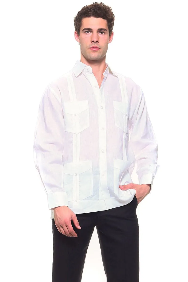 Genuine Mojito Signature Premium Collection 100% Irish Linen Classic Guayabera Shirt Long Sleeve