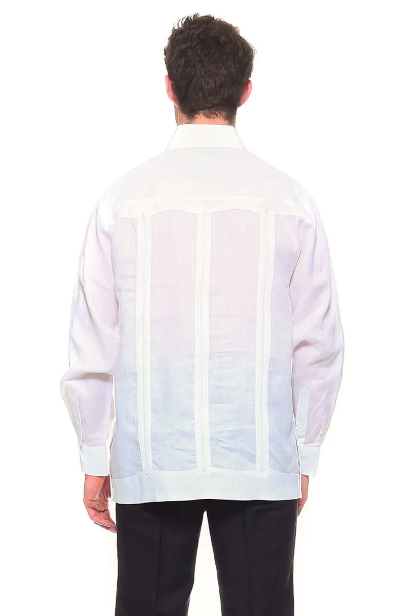 Genuine Mojito Signature Premium Collection 100% Irish Linen Classic Guayabera Shirt Long Sleeve