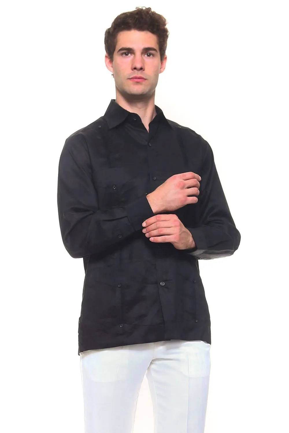 Genuine Mojito Signature Premium Collection 100% Irish Linen Classic Guayabera Shirt Long Sleeve