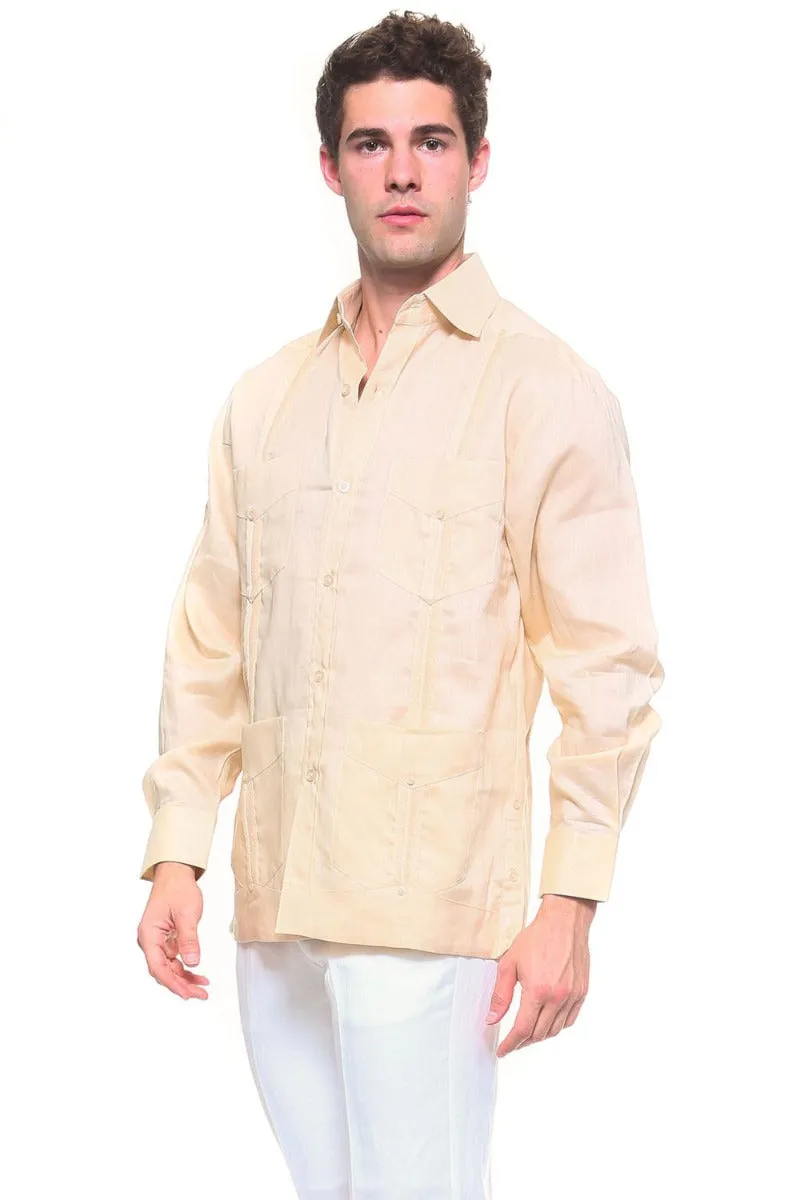 Genuine Mojito Signature Premium Collection 100% Irish Linen Classic Guayabera Shirt Long Sleeve