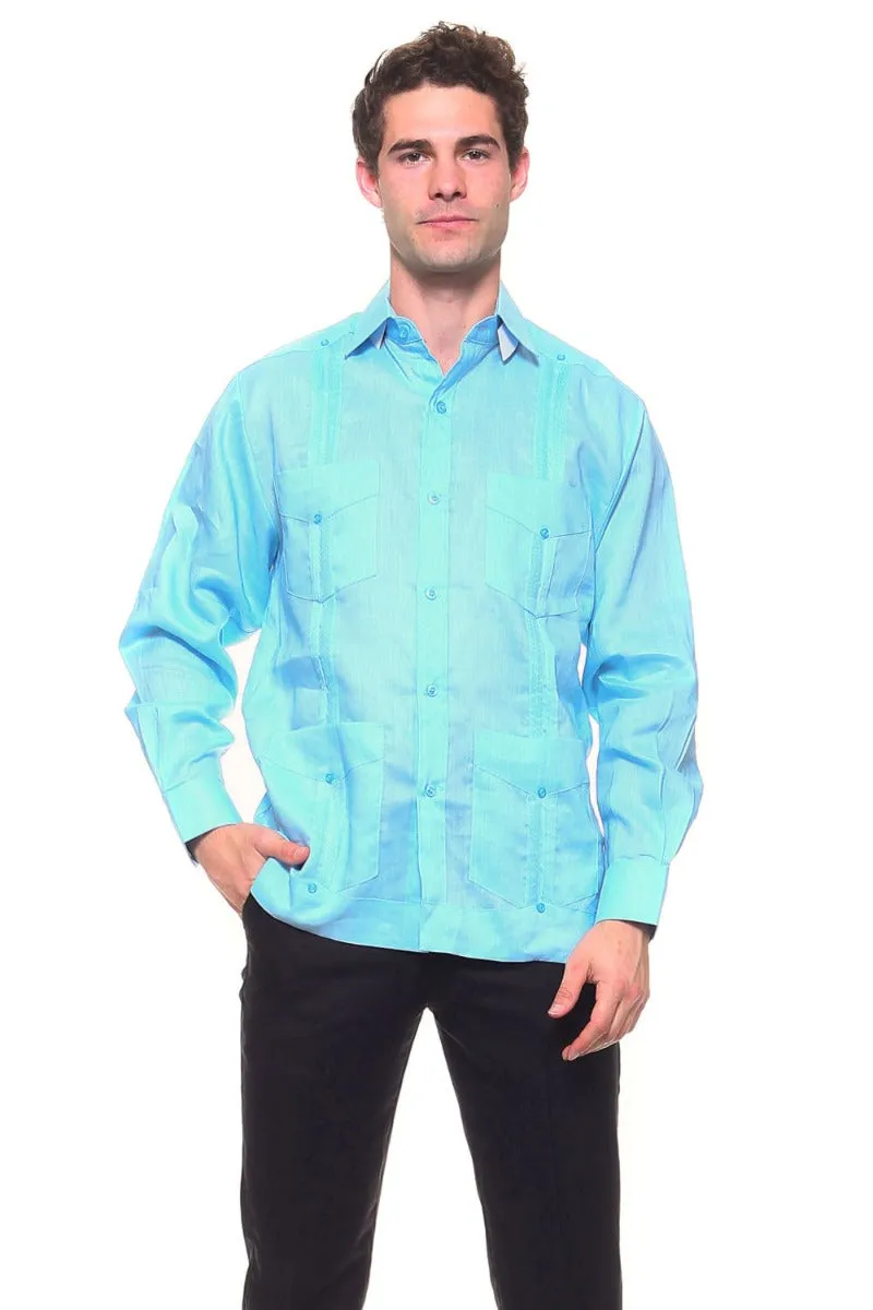 Genuine Mojito Signature Premium Collection 100% Irish Linen Classic Guayabera Shirt Long Sleeve