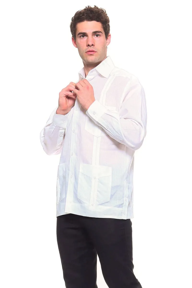 Genuine Mojito Signature Premium Collection 100% Irish Linen Classic Guayabera Shirt Long Sleeve
