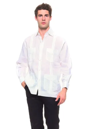 Genuine Mojito Signature Premium Collection 100% Irish Linen Classic Guayabera Shirt Long Sleeve