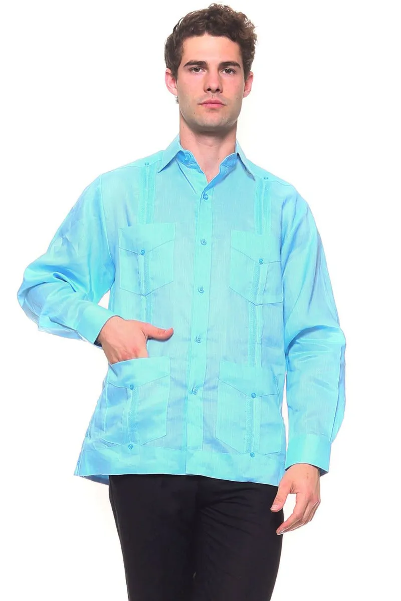 Genuine Mojito Signature Premium Collection 100% Irish Linen Classic Guayabera Shirt Long Sleeve