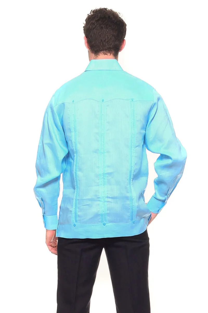 Genuine Mojito Signature Premium Collection 100% Irish Linen Classic Guayabera Shirt Long Sleeve